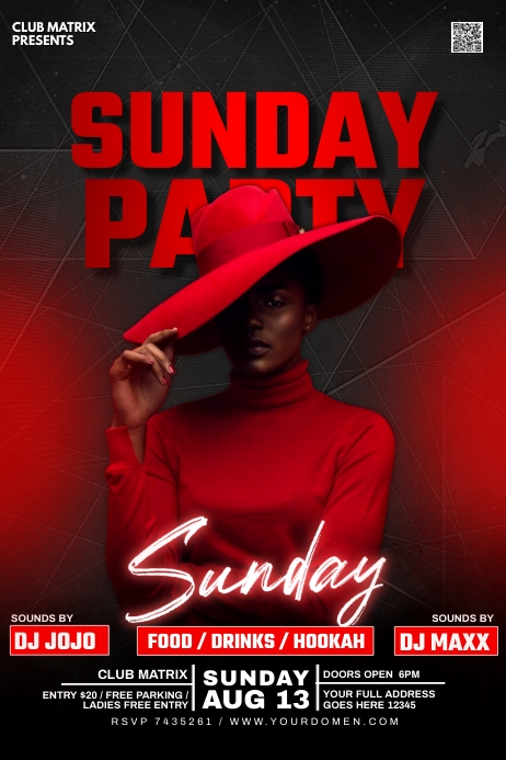 Sunday party Poster template