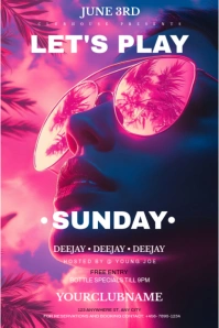 Sunday party flyer Gráfico de Pinterest template