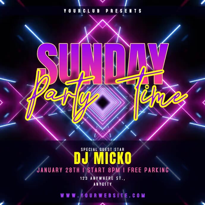 Sunday Party Time Template PosterMyWall