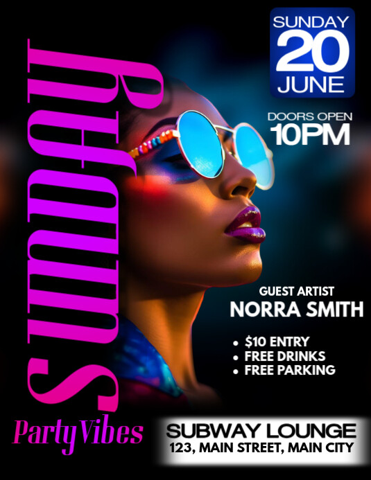 sunday party vibes Flyer (US Letter) template