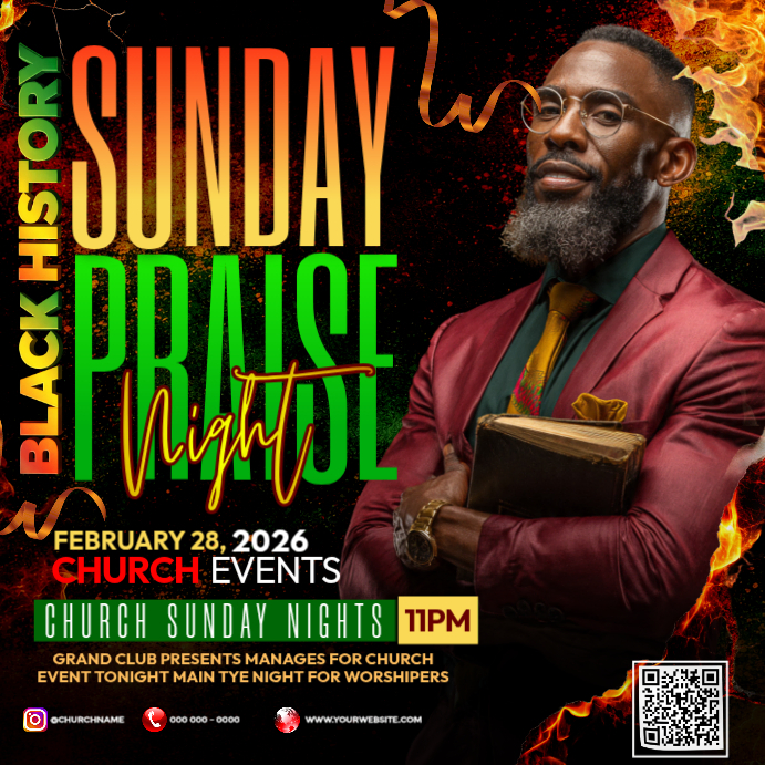 Copy of Sunday Praise Night Fire | PosterMyWall