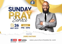 sunday pray service Poskaart template