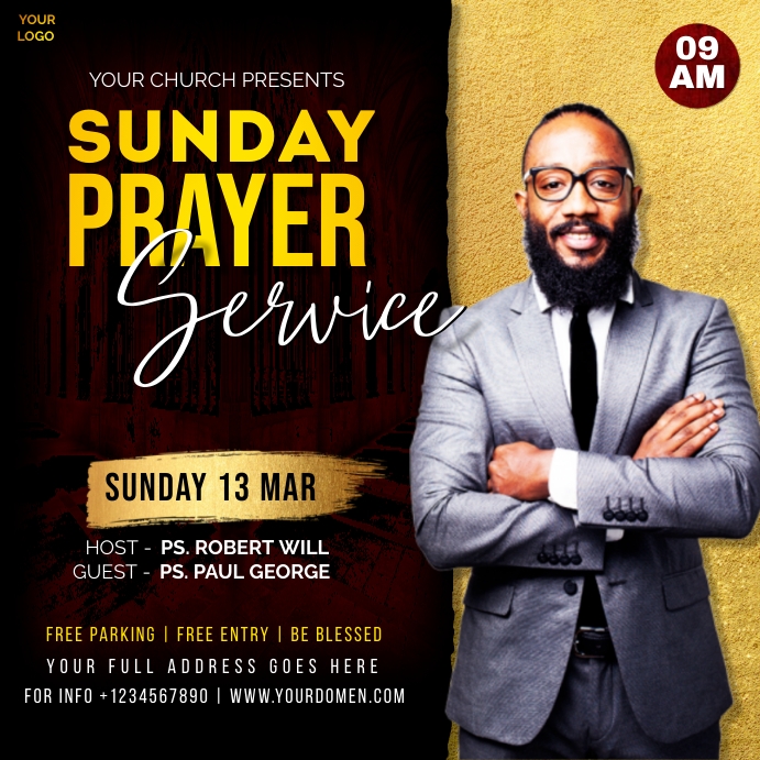 SUNDAY PRAYER SERVICE Template | PosterMyWall