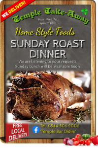 Sunday Roast Dinner  Beef Take-Away Plakat template