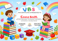 Blue Sunday School Certificate A2 Template