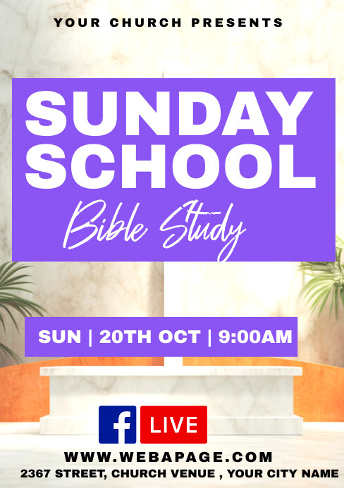 Sunday school church service Template | PosterMyWall