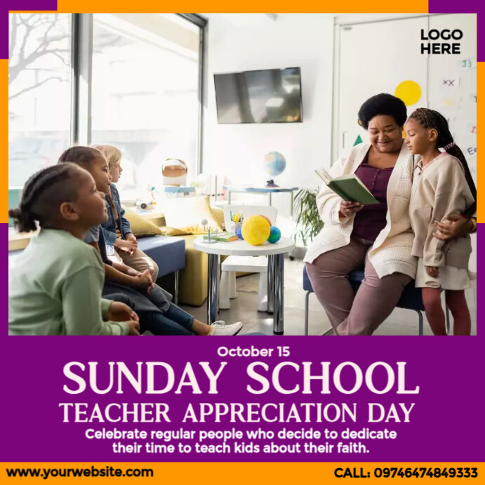 Sunday school teacher appreciation day Template PosterMyWall