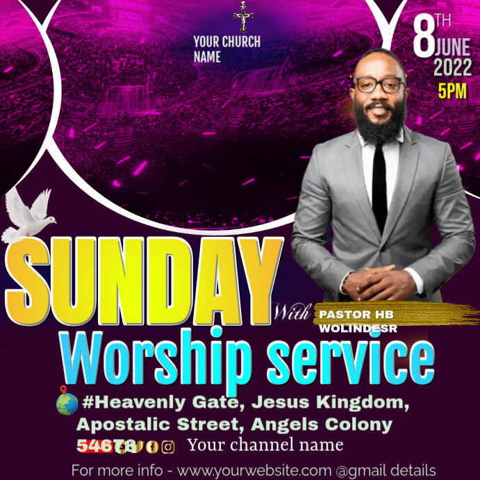 sunday service, church, conference,worship Template | PosterMyWall