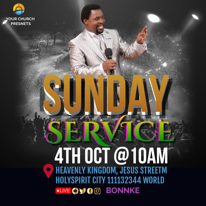 Copy of sunday service, church, conference,worship | PosterMyWall