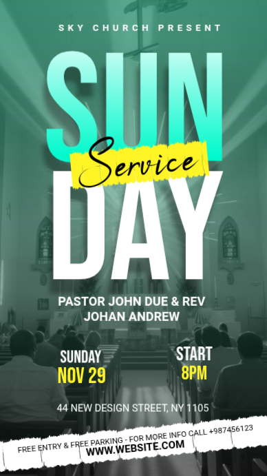 Sunday Service Banner template | PosterMyWall