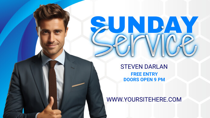 Sunday service blue background Template | PosterMyWall