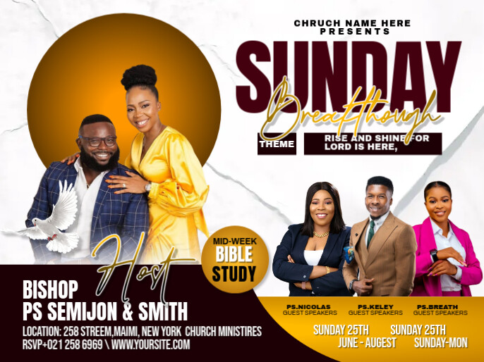 SUNDAY SERVICE CHURCH Template | PosterMyWall