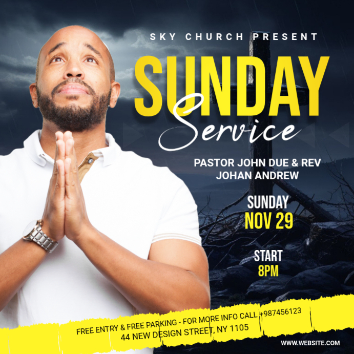 Sunday Service Church Event Banner Template | PosterMyWall