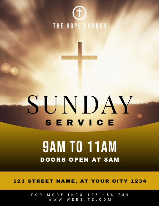 Sunday Service Church Flyer Template | PosterMyWall