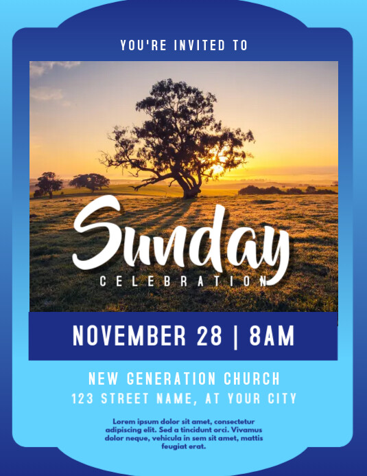 Sunday service church flyer template