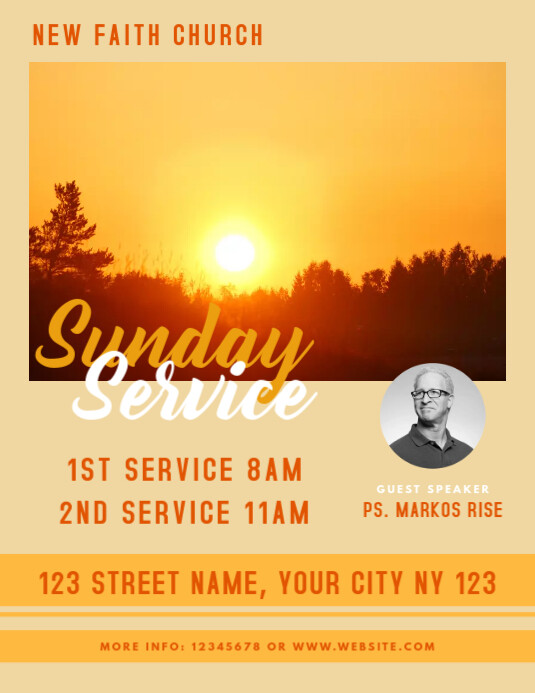 Sunday Service Church Flyer Template | PosterMyWall