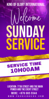 Purple Sunday Service Roll Up Banner 3' × 6' Template