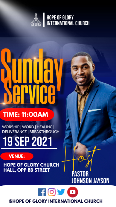 Blue Sunday Service Digital Display Template | PosterMyWall