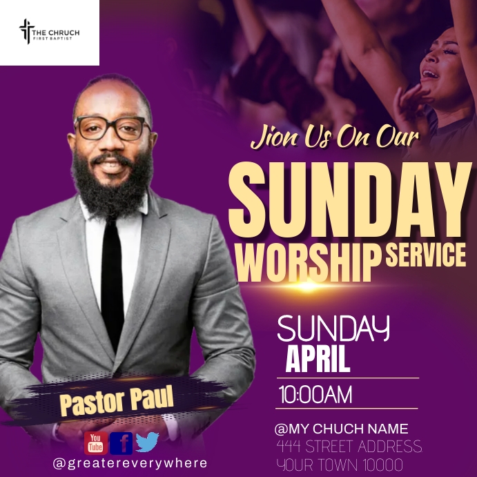 Plantilla de SUNDAY SERVICE | PosterMyWall