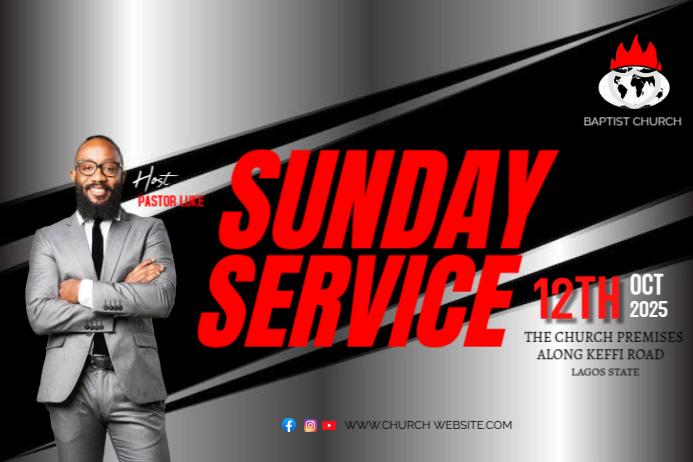 Black Sunday Service Posters Template | PosterMyWall