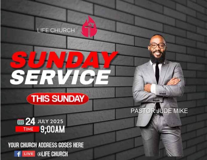 SUNDAY SERVICE Pamflet (VSA Brief) template