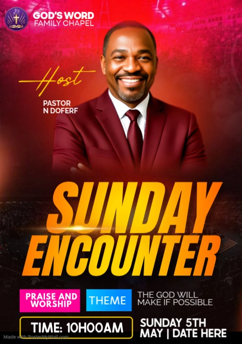 Red Sunday Church Service A3 Template | PosterMyWall