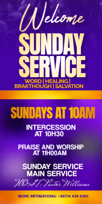 sunday service Roll Up Banner 3' × 6' template