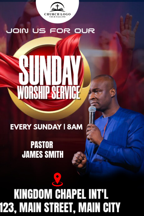 sunday service flyer Plakkaat template