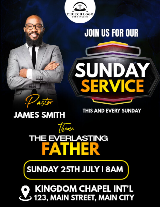sunday service flyer Pamflet (VSA Brief) template