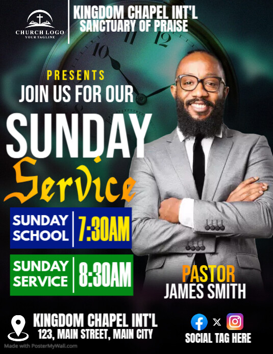 Spring Sunday Service Flyer sunday service flyer Template | PosterMyWall