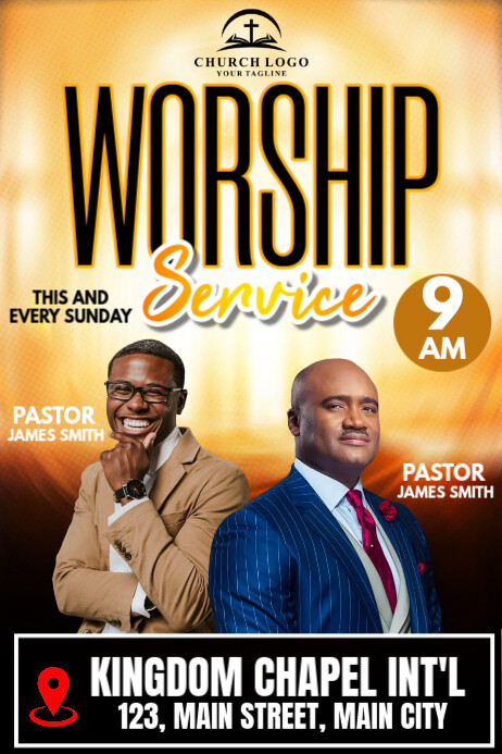 sunday service flyer Banner 4' × 6' template