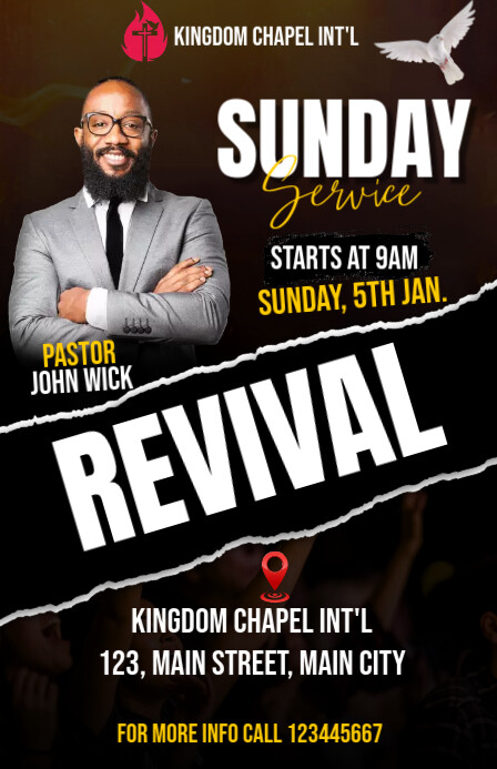 sunday service flyer Halfbladsy Breed template