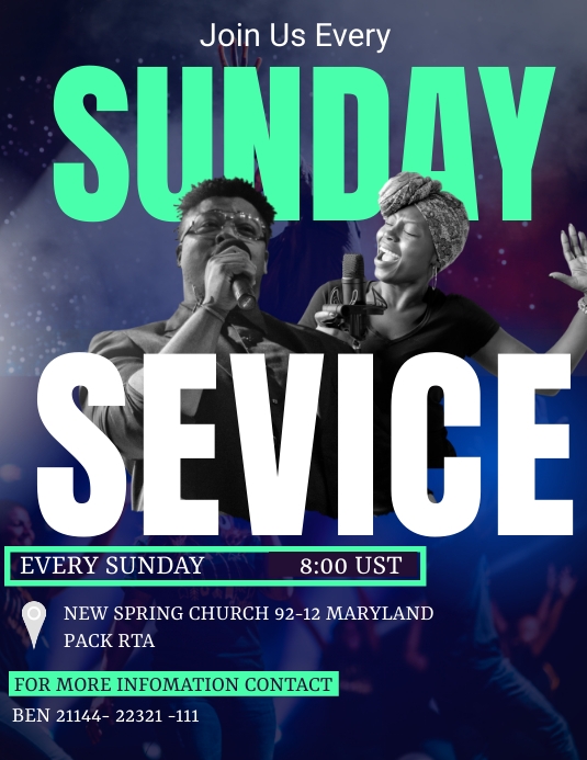 Spring Sunday Service Flyer Sunday Service FLyer design Template | PosterMyWall