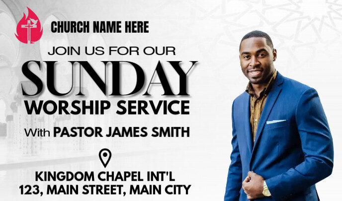 sunday service flyer Etiqueta template