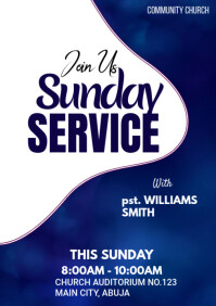 Blanco Sunday Service Invitation A2 Template