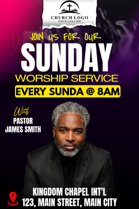 sunday service flyer Cartaz template