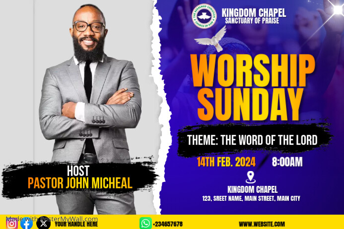 sunday service flyer Template | PosterMyWall