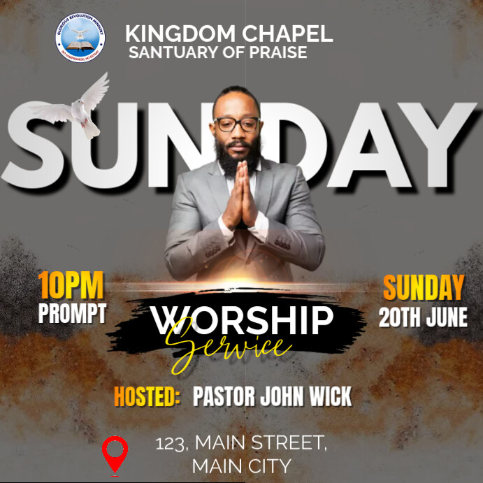 sunday service flyer Publicação no Instagram template