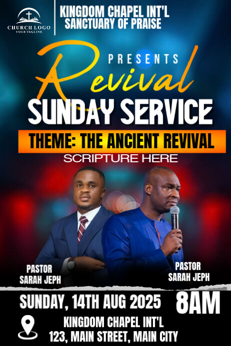 sunday service flyer Banner 4' × 6' template