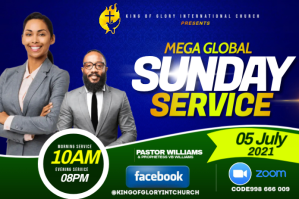 Blue SUNDAY SERVICE FLYER Etiket Template