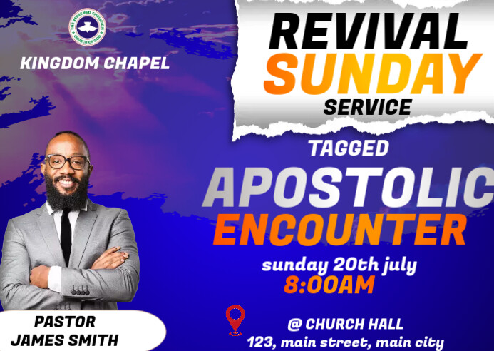 sunday service flyer Poskaart template
