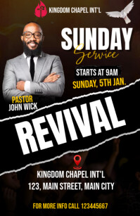 sunday service flyer Half Page Wide template