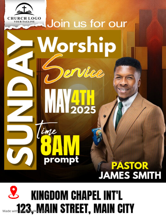 Spring Sunday Service Flyer sunday service flyer Template | PosterMyWall