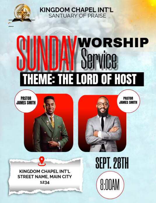 sunday service flyer Folheto (US Letter) template