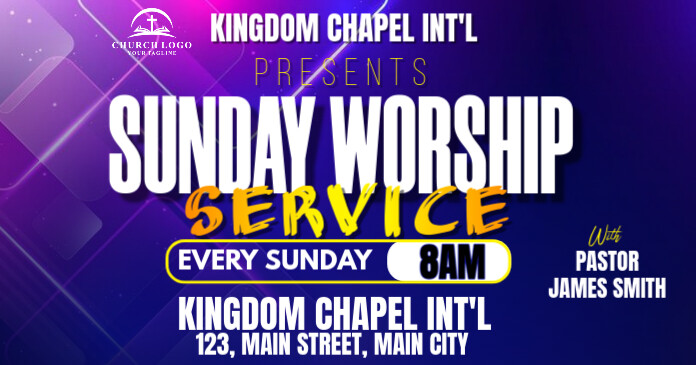 SUNDAY SERVICE FLYER Facebook Gedeelde Prent template