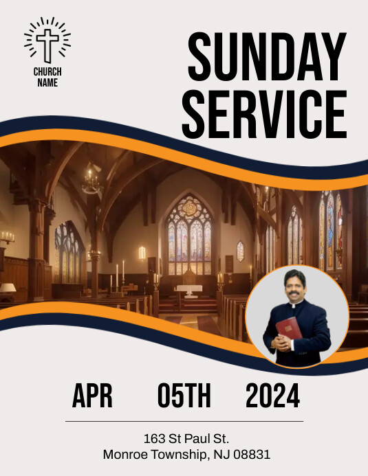 Sunday Service Flyer Design Template Volante (Carta US)