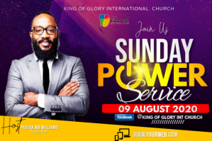 Purple Sunday service flyer Etiket Template