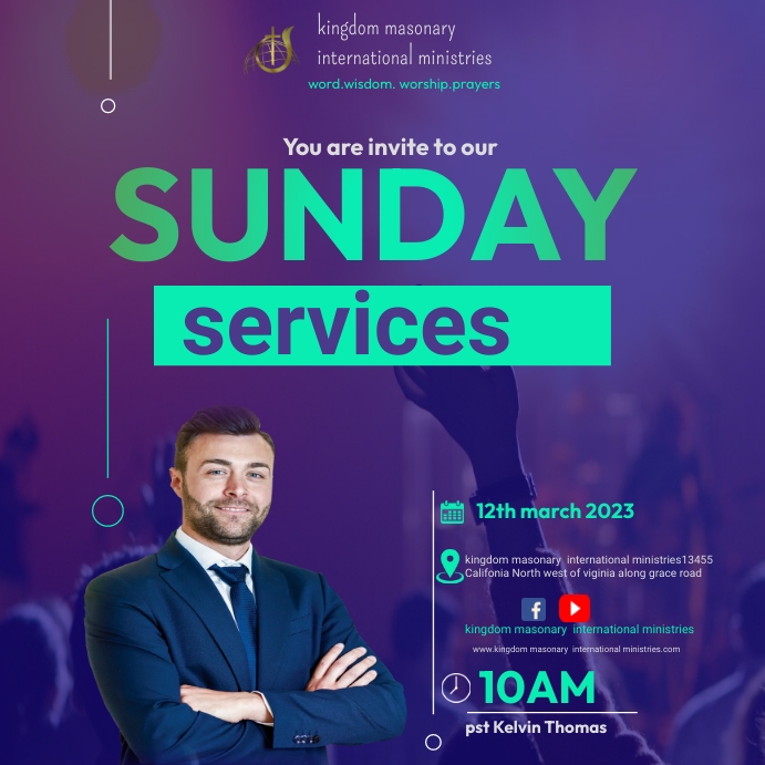sunday service  flyer poster template Instagram Plasing