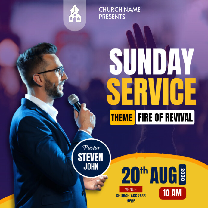 Sunday Service Instagram Post Purple Maximalist Instagram-bericht template