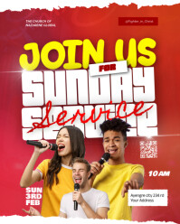 Sunday service invitation flyer Instagram Portrait template